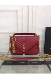 YSL Flap Bag Calfskin Leather 2508 red Gold buckle HV09770Va47