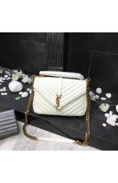 YSL Flap Bag Calfskin Leather 392737 white Gold buckle HV01774vK93