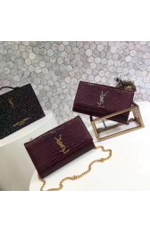 Yves Saint Laurent Croco Leather Shoulder Bag 2811 Wine HV04929KX86