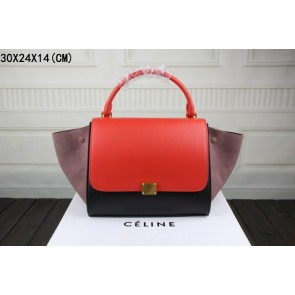 2015 Celine flap bags nubuck leather with original leather 3342-1 red&black&khaki HV01661XW58