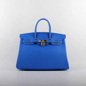 2015 Hermes Birkin 35CM H-35 gold hardware brilliant blue HV04576Yf79