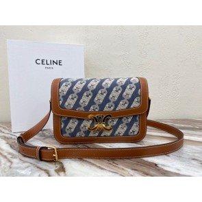 Best Quality Imitation CELINE TRIOMPHE BAG IN TEXTILE AND NATURAL CALFSKIN 18888 Brown HV04867dK58