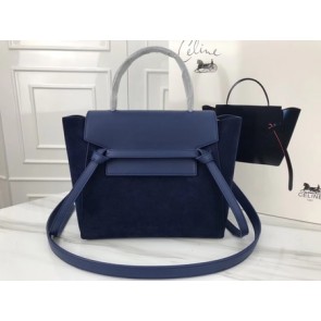 Best Replica Celine mini Belt Bag Suede Leather A98310 Dark blue HV11837zU69