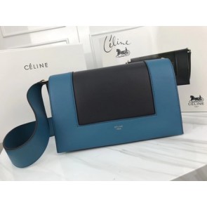 Celine frame Bag Original Calf Leather 5756 blue.black HV07717AM45