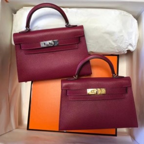 Fake Hermes Kelly 20cm Tote Bag Original Epsom Leather KL20 fuchsia HV08213yQ90