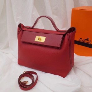 Fake Hermes Kelly togo Leather Tote Bag H2424 red HV00956lF58