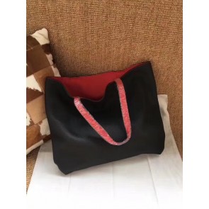 Fake Hermes Shopping Bag Totes Clemence H036 black&red HV11541lF58