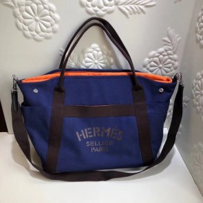 Hermes Canvas Shopping Bag H0734 blue HV08332hI90