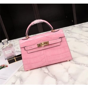 Hermes Kelly 19cm Tote Bag crocodile Leather KL19 pink HV10916Zw99