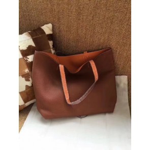 Hermes Shopping Bag Totes Clemence H036 Orange&Brown HV10406Is53