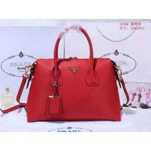 Luxury Prada litchi leather two-handle bag 0889 red HV01611QT69