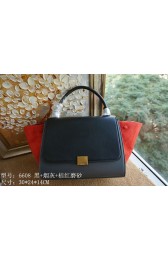 2015 Celine top quality plain weave with nubuck leather 6608 black&dark gray&red HV11970uT54