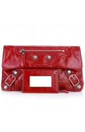 Balenciaga Flap Clutch Bag Eggplant 330 Red Silver HV10532sY95