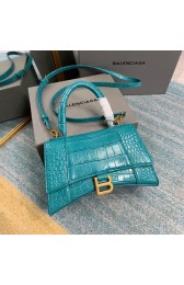 Balenciaga HOURGLASS SMALL TOP HANDLE BAG crocodile embossed calfskin B108895E light blue HV00295rf34