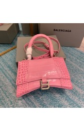 Balenciaga HOURGLASS SMALL TOP HANDLE BAG crocodile embossed calfskin B108895E pink HV07585xa43