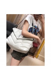 Best Quality Imitation Yves Saint Laurent LOULOU PUFFER MEDIUM BAG IN QUILTED CRINKLED MATTE LEATHER Y577475 White HV01947dK58