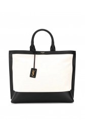 Best Replica Yves Saint Laurent SHOPPING TAG IN CANVAS AND LEATHER Y615719 black&white HV01297zU69