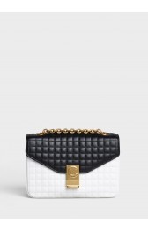 CELINE MEDIUM C BAG IN BICOLOUR QUILTED CALFSKIN CL87253 white&black HV03852Pu45