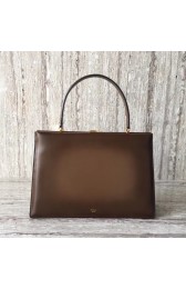 CELINE MEDIUM CLASP HANDBAG IN BOX CALFSKIN WITH PATINA 180923 brown HV04941Yf79