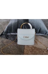 Chloe Small Aby Lock Chain Bag in Embossed Lizard Effect on Calfskin & Goatskin 3S035 Light Blue HV09555qM91