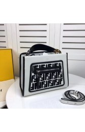 Designer Replica Fendi KAN I F leather bag 8DH844 white HV11806CF36