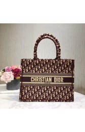 DIOR BOOK TOTE BAG IN EMBROIDERED CANVAS C1286-2 BURGUNDY HV00275pB23