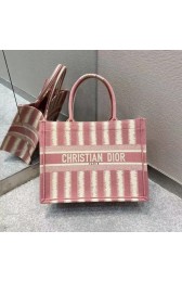 DIOR BOOK TOTE Pink D-Stripes Embroidery M1287 HV04672Nw52