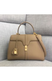 Fake CELINE MEDIUM 16 BAG IN SATINATED CALFSKIN 187373 Khaki HV01080QF99