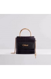 Fake Chloe Original Crocodile skin Leather Top Handle Small Bag 3S030 black HV01649tu77