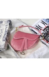 Fake Dior MINI SADDLE BAG M447S Velvet pink HV04492bz90