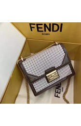 Fake Fendi KAN U SMALL leather mini-bag 8BT312 Khaki&white HV00169Iw51