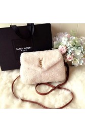 Fake SAINT LAURENT Lambswool leather quilted shoulder bag Y538025 white HV08564Iw51