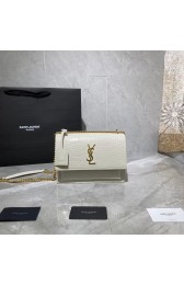 Fake Yves Saint Laurent Calfskin Leather Shoulder Bag Y542206A white&gold-Tone Metal HV01629Iw51