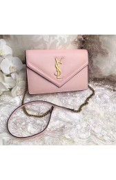 Fake Yves Saint Laurent Monogramme Calf leather cross-body bag 2569 pink HV00018Hj78