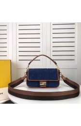 Fendi BAGUETTE LARGE Blue denim bag F0386 blue HV02239Kd37