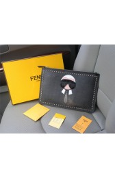 Fendi clutch original leather 20159 black HV09607Ri95