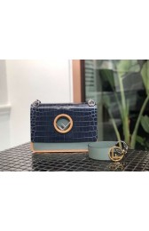 Fendi KAN I F blue leather bag with exotic details 8284M HV03297PC54