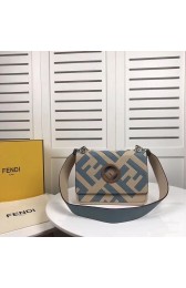 Fendi KAN I LOGO Handbag 8BS089 grey&Light blue HV04580Cw85