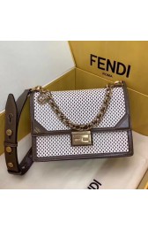 Fendi KAN U leather bag 8BT313 Khaki&white HV01087sY95