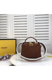 FENDI PEEKABOO ICONIC MINI leather bag 8BN244 brown HV01126aM39