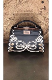 Fendi PEEKABOO MINI Exotic leather bag 8BN244S black HV09370tL32