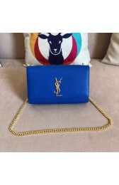 First-class Quality SAINT LAURENT Monogram Kate medium pebbled leather shoulder bag 354021 blue HV00101VJ28