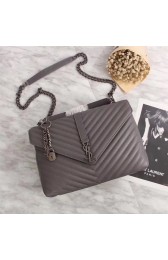 First-class Quality Yves Saint Laurent Monogramme Calf leather Shoulder Bag 26612 grey Silver Chain HV09956VJ28