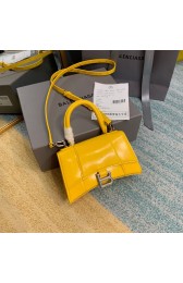 High Imitation Balenciaga Hourglass XS Top Handle Bag shiny box calfskin 28331 yellow HV06476bg96