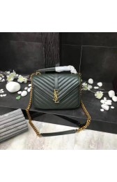 High Imitation YSL Flap Bag Calfskin Leather 392737 green Gold buckle HV07206bg96