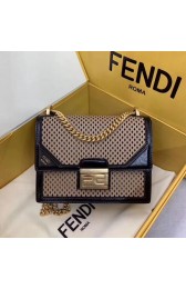 High Quality Fendi KAN U SMALL leather mini-bag 8BT312 black&apricot HV00055pR54