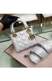 Hot Dior MINI LADY DIOR CALFSKIN BAG M0573 Silvery white HV09495Nm85