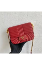 Imitation 1:1 Prada Diagramme leather shoulder bag 1BD217 red HV06657LT32