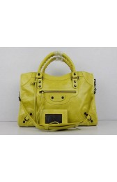 Imitation Balenciaga The City Handbag Sheepskin 084332 yellow HV01266Dl40