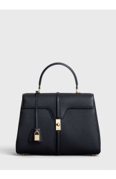 Imitation CELINE MEDIUM 16 BAG IN SATINATED CALFSKIN 187373 BLACK HV11637Ug88